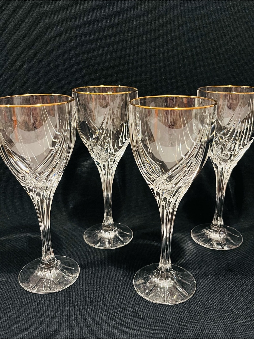 Vintage LENOX Debut Gold Crystal Wine Glasses Set of 4